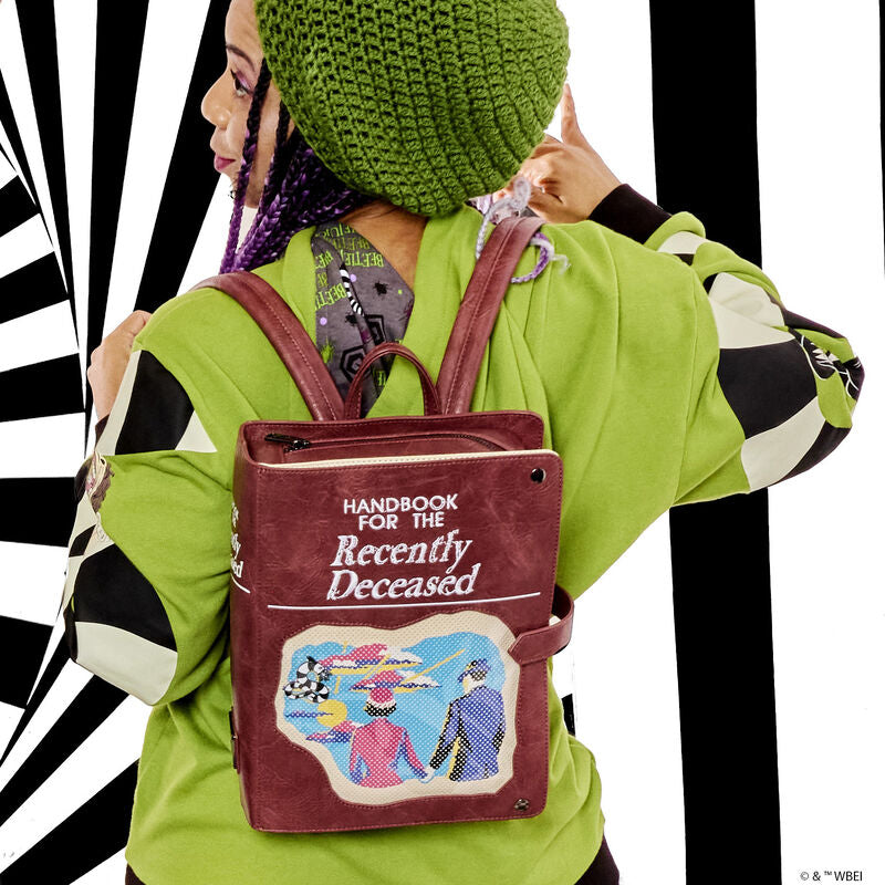Load image into Gallery viewer, Loungefly Beetlejuice Handbook For The Recently Deceased Pin Trader Backpack - PRE ORDER
