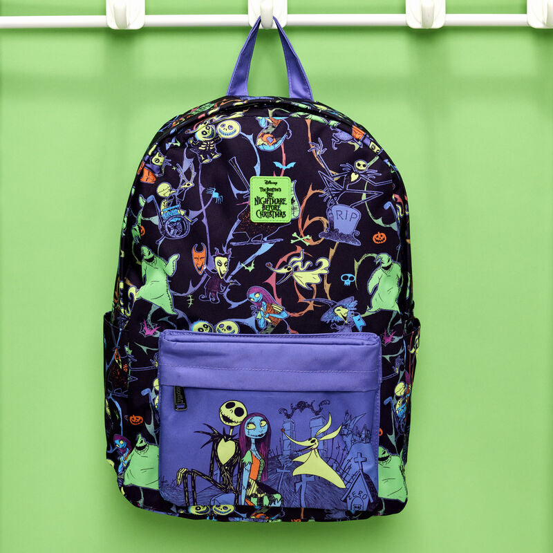 Load image into Gallery viewer, Loungefly Disney Nightmare Before Christmas Neon Glow-In-Dark Full Size Nylon Backpack

