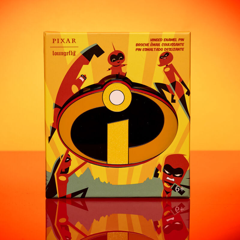 Load image into Gallery viewer, Loungefly Pixar The Incredibles 20th Anniversary Hinged 3&quot; Collector Box Pin
