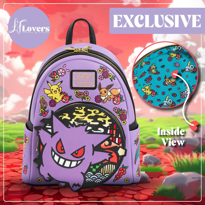 Load image into Gallery viewer, Loungefly Pokémon Gengar Floral Characters Mini Backpack
