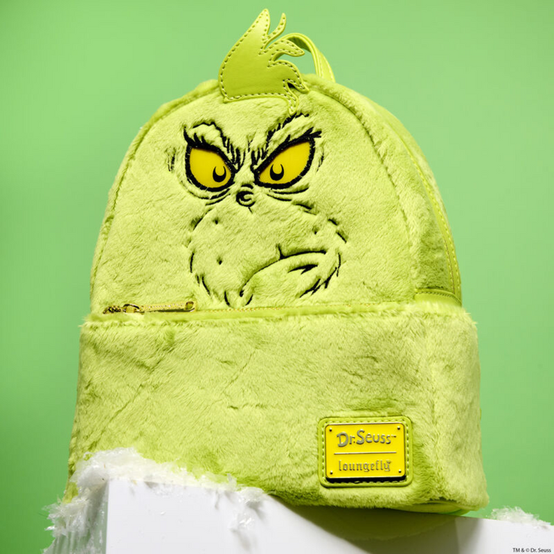 Load image into Gallery viewer, Loungefly Dr Seuss Plush Grinch Light Up Cosplay Mini Backpack
