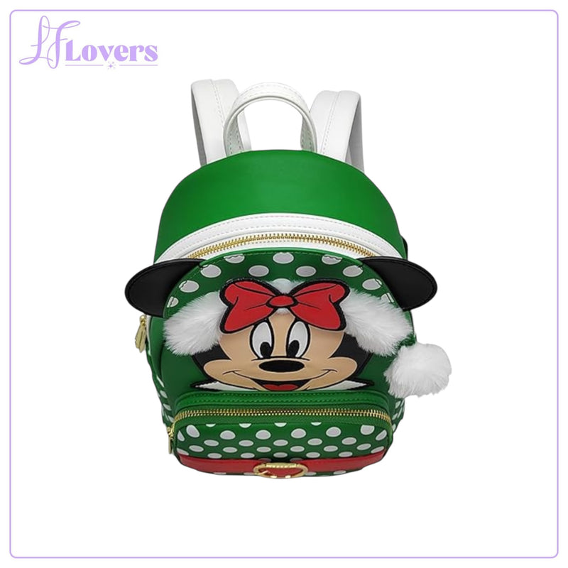 Load image into Gallery viewer, Loungefly Disney Minnie Mouse Polka Dot Christmas Cosplay Mini Backpack
