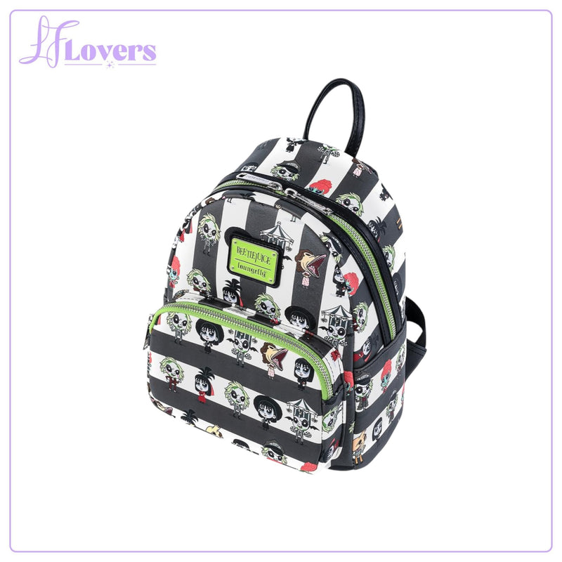 Load image into Gallery viewer, Loungefly Beetlejuice Group Chibi All Over Print Mini Backpack
