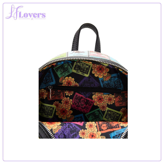 Loungefly Disney Pixar Coco Character Lotería Cards Allover Print Mini Backpack