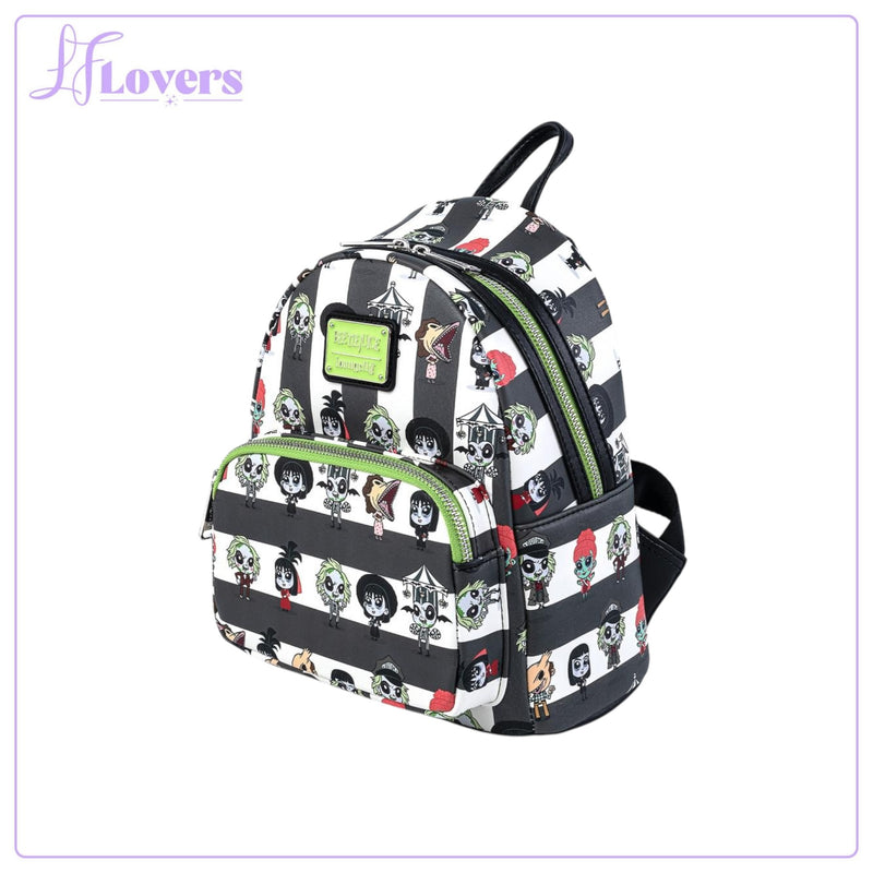 Load image into Gallery viewer, Loungefly Beetlejuice Group Chibi All Over Print Mini Backpack
