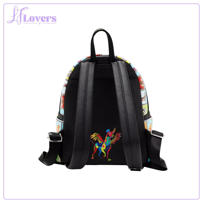 Load image into Gallery viewer, Loungefly Disney Pixar Coco Character Lotería Cards Allover Print Mini Backpack
