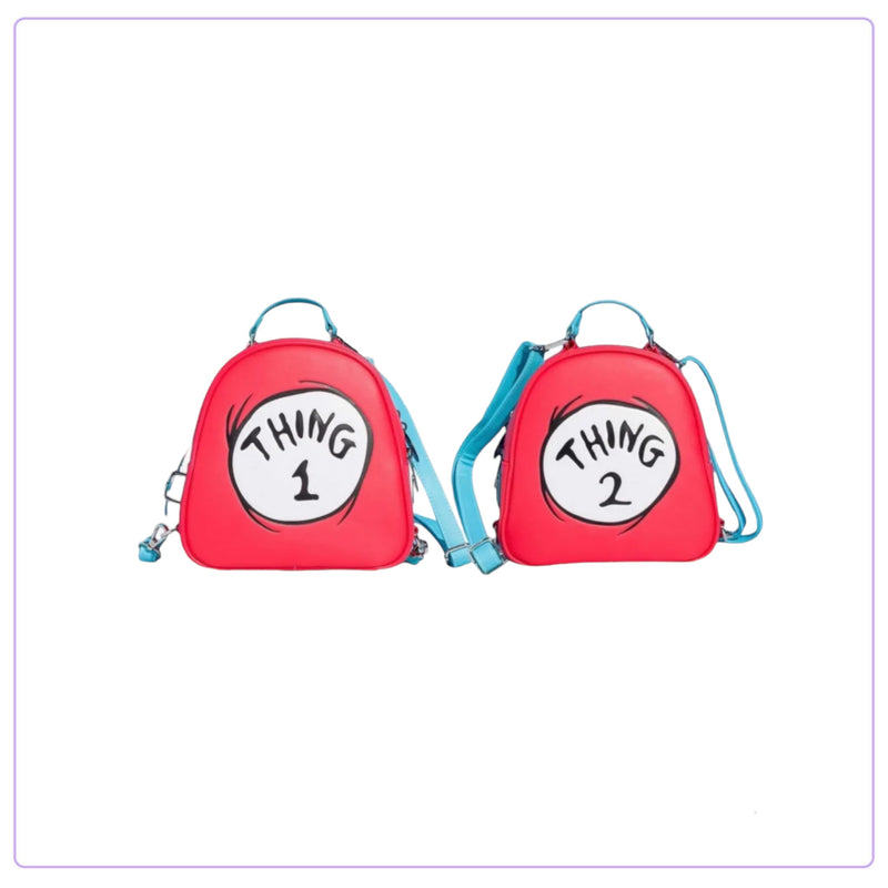 Load image into Gallery viewer, Loungefly Dr. Seuss The Cat In The Hat Thing 1 Thing 2 Reversible Mini Backpack - LF Lovers
