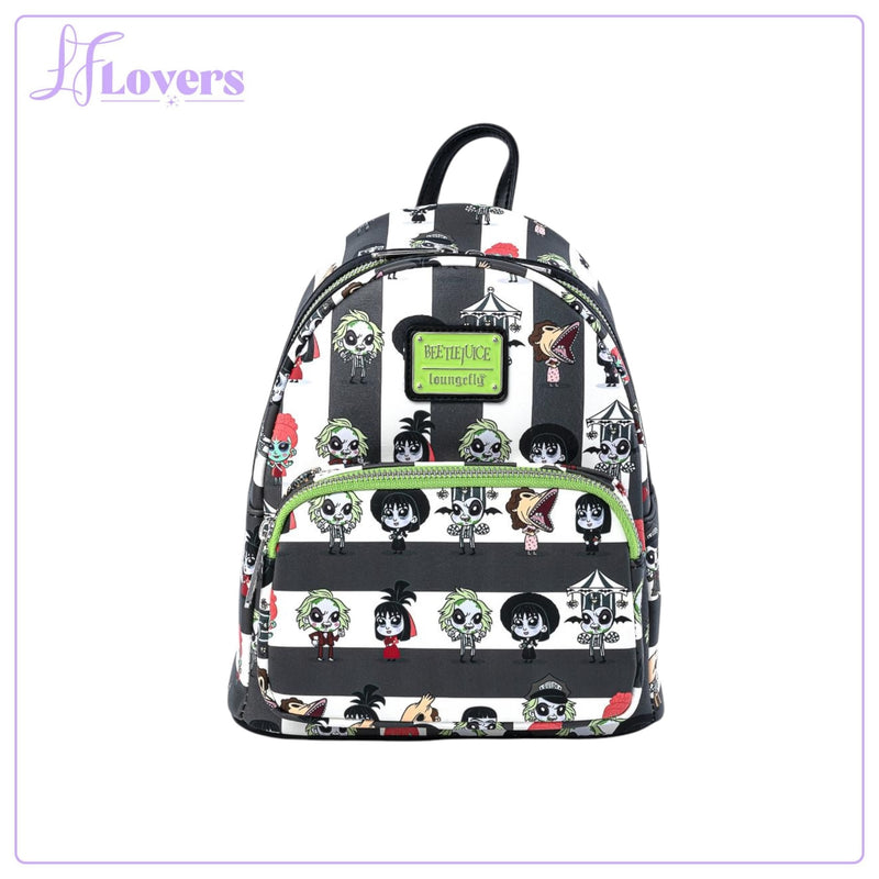 Load image into Gallery viewer, Loungefly Beetlejuice Group Chibi All Over Print Mini Backpack
