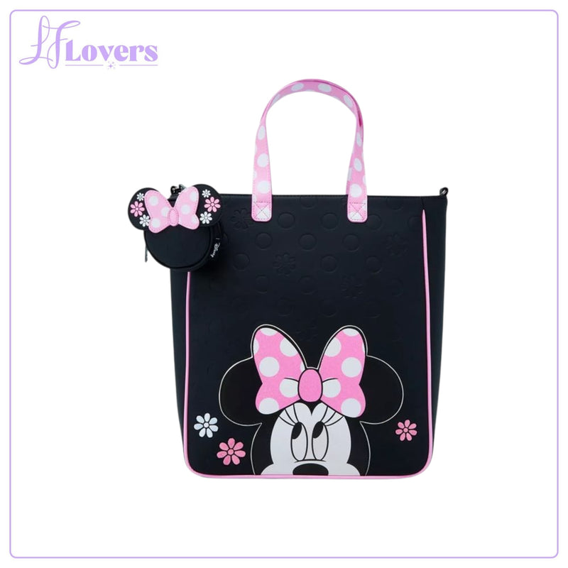 Load image into Gallery viewer, Loungefly Disney Minnie Floral Rocks The Dots Tote Bag With Coin Bag - PRE ORDER
