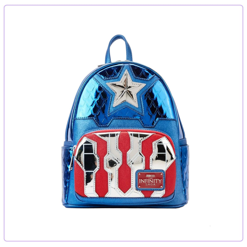 Load image into Gallery viewer, Loungefly Marvel Shine Captain America Cosplay Mini Backpack - LF Lovers

