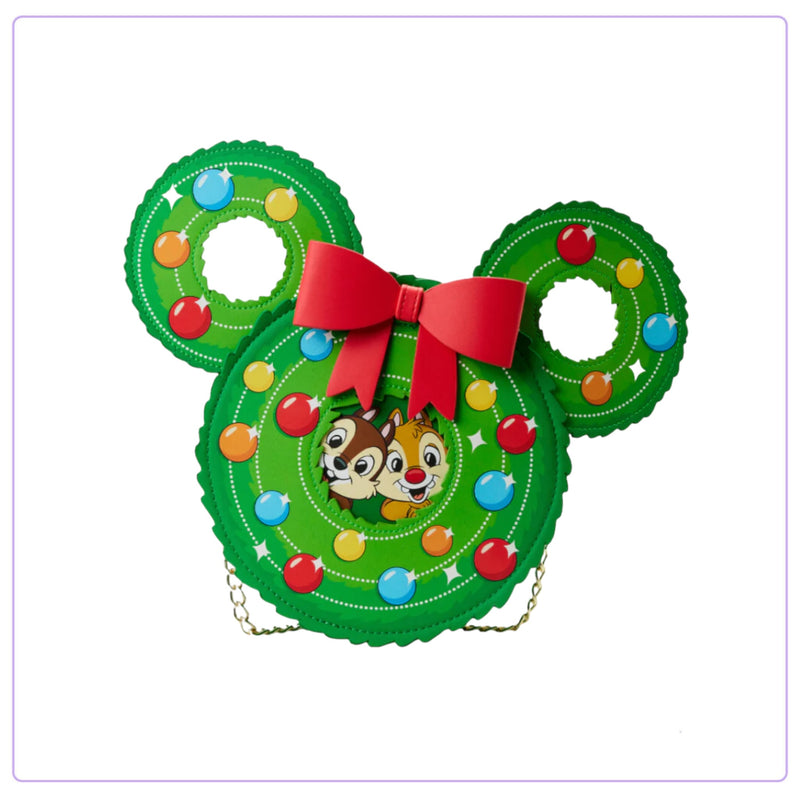 Load image into Gallery viewer, Loungefly Disney Chip and Dale Figural Wreath Crossbody Bag - LF Lovers
