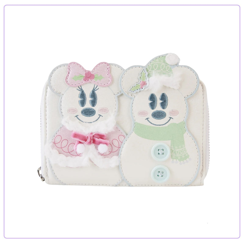 Load image into Gallery viewer, Loungefly Disney Minnie Pastel Figural Snowman Zip Around Wallet - LF Lovers
