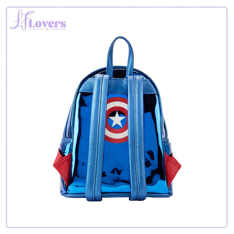 Load image into Gallery viewer, Loungefly Marvel Shine Captain America Cosplay Mini Backpack - LF Lovers
